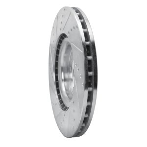 Alfa Romeo Giulia Brake Rotor (1) - Front Right - R1 Concepts - Drilled & Slotted - Silver - `17-`25